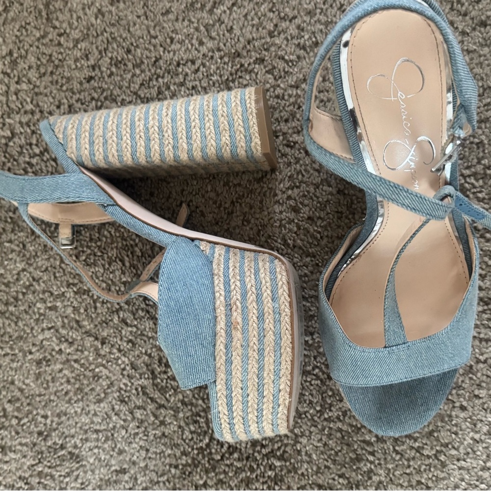 Jessica Simpson Ameeka Denim Platform Heels